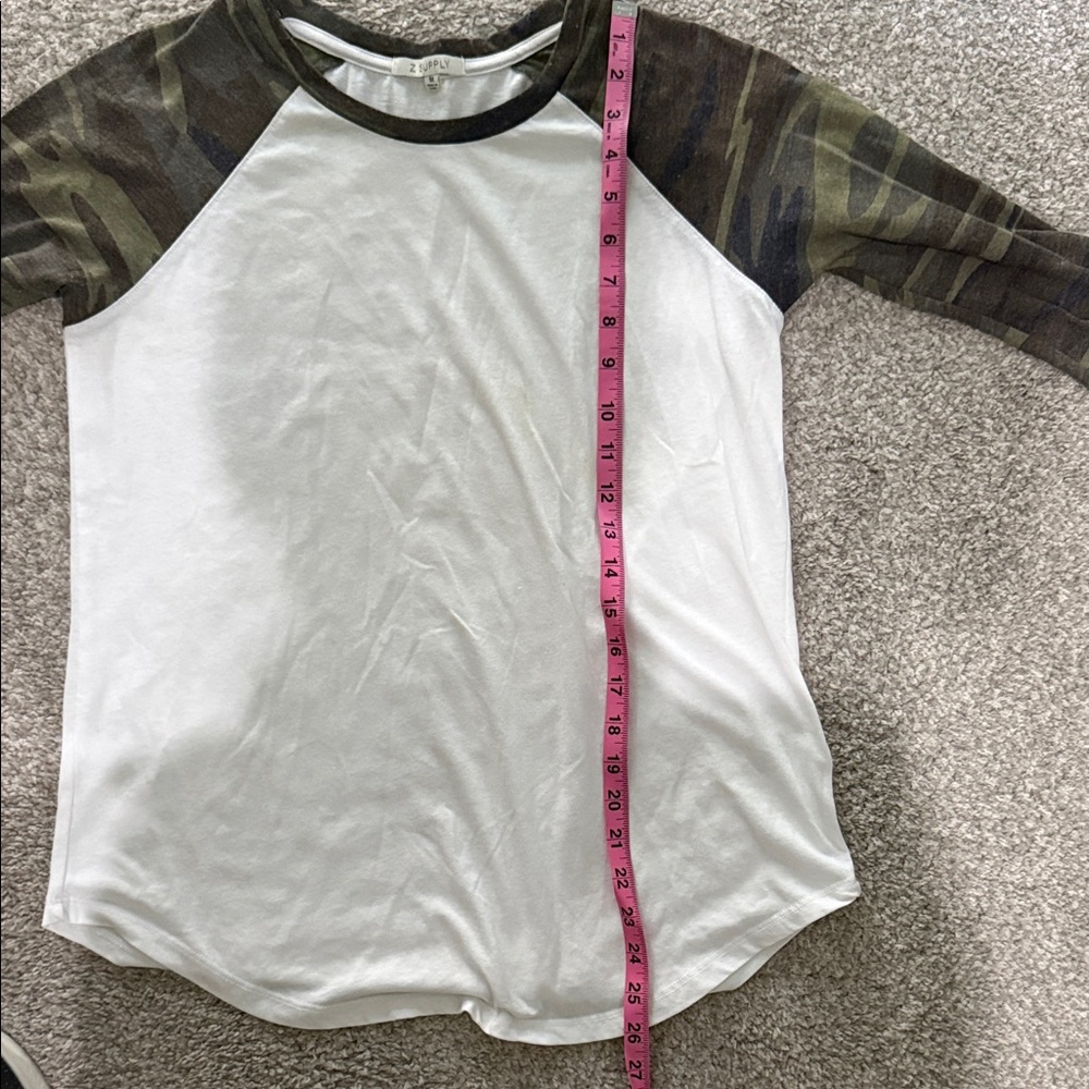 Z Supply White Tee with Camo Sleeves - Picture 4 of 4